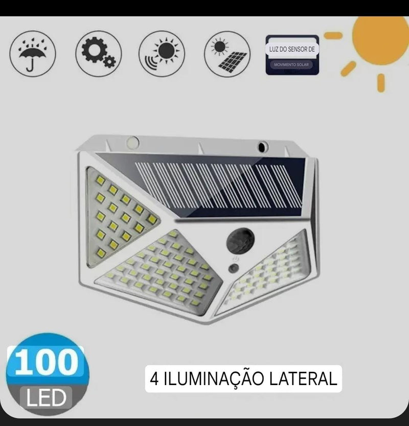 Lâmpada LED com PIR para parede – luz de rua com energia solar e controle remoto