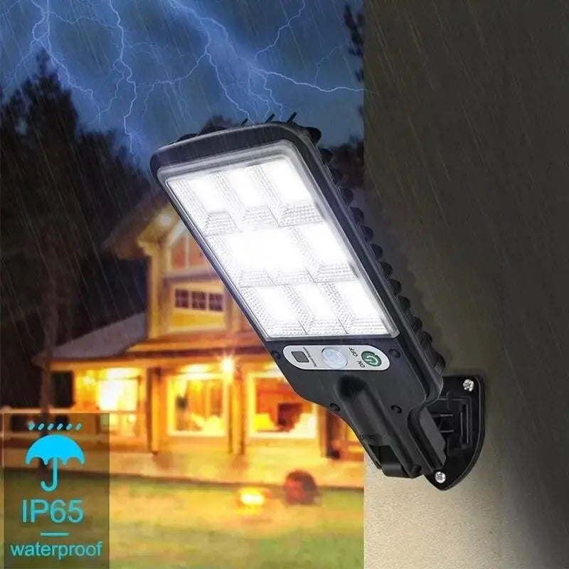 Lâmpada LED com PIR para parede – luz de rua com energia solar e controle remoto