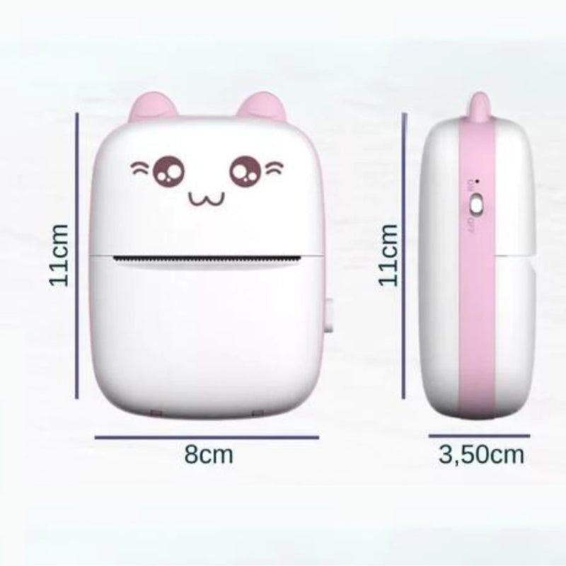 Mini Impressora Térmica Gatinho Portátil Sem Fio Bluetooth