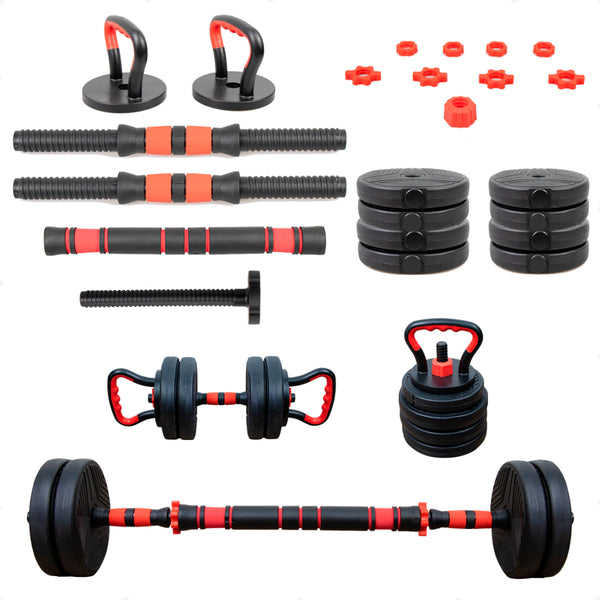 Kit Halteres e Anilhas Kettlebell Ajustáveis Academia Fit 6 em 1 – 15kg