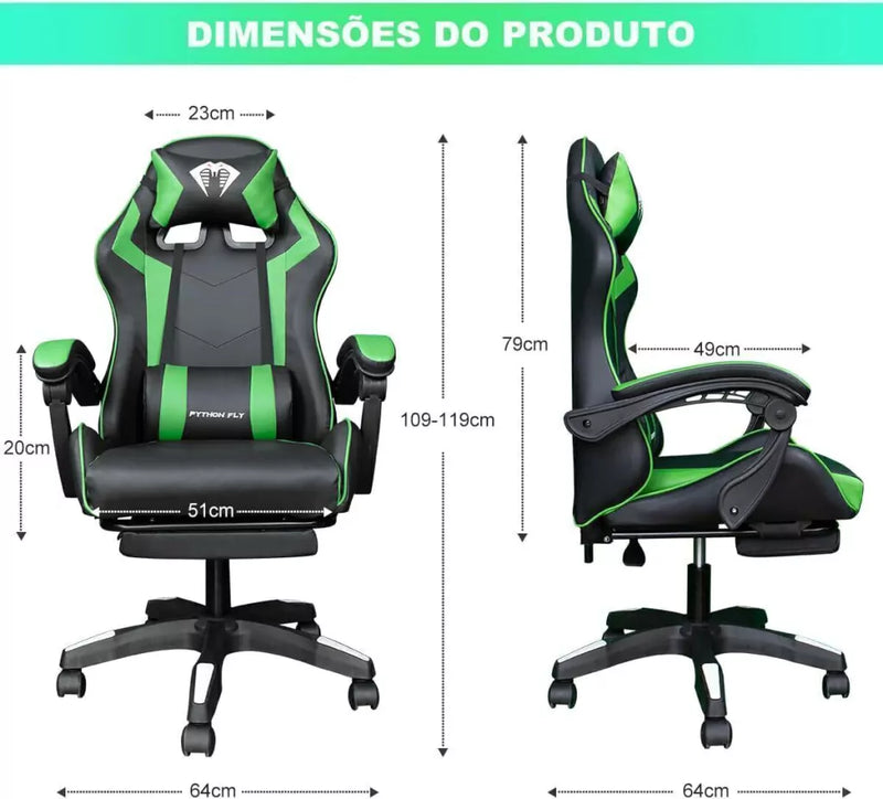 Cadeira Gamer Ultra Python Fly Verde/Vermelha