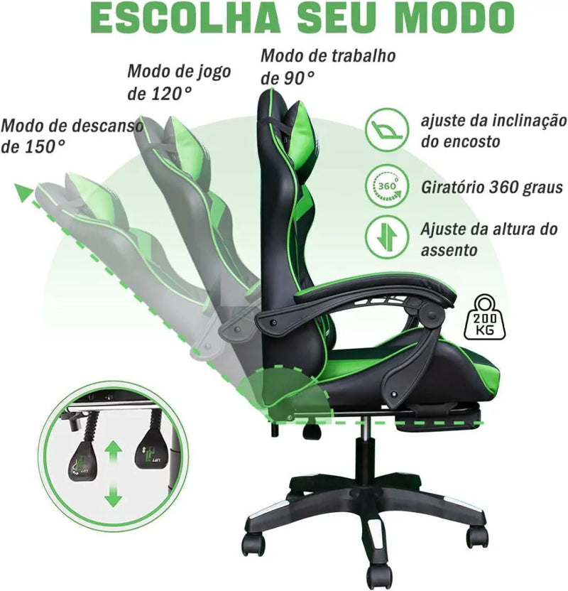 Cadeira Gamer Ultra Python Fly Verde/Vermelha