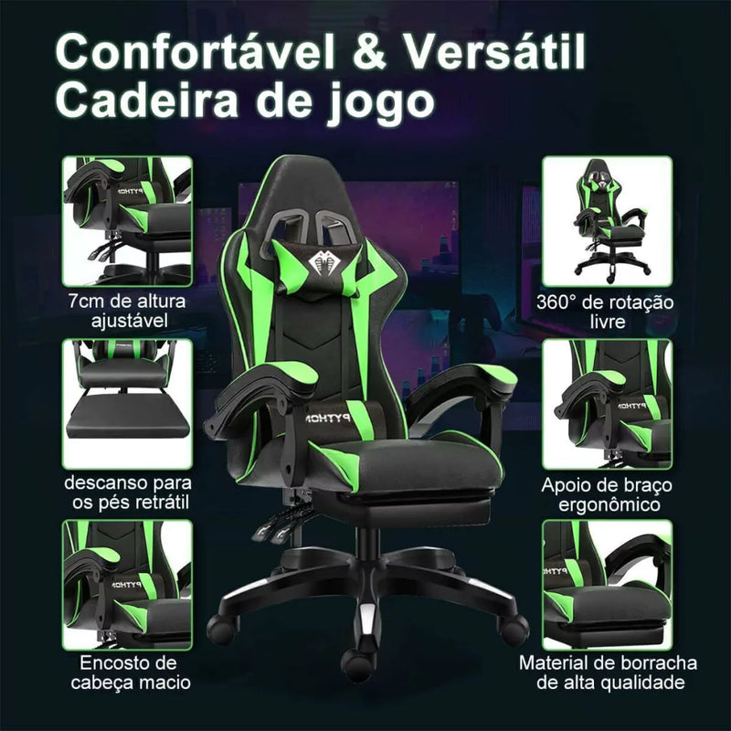 Cadeira Gamer Ultra Python Fly Verde/Vermelha